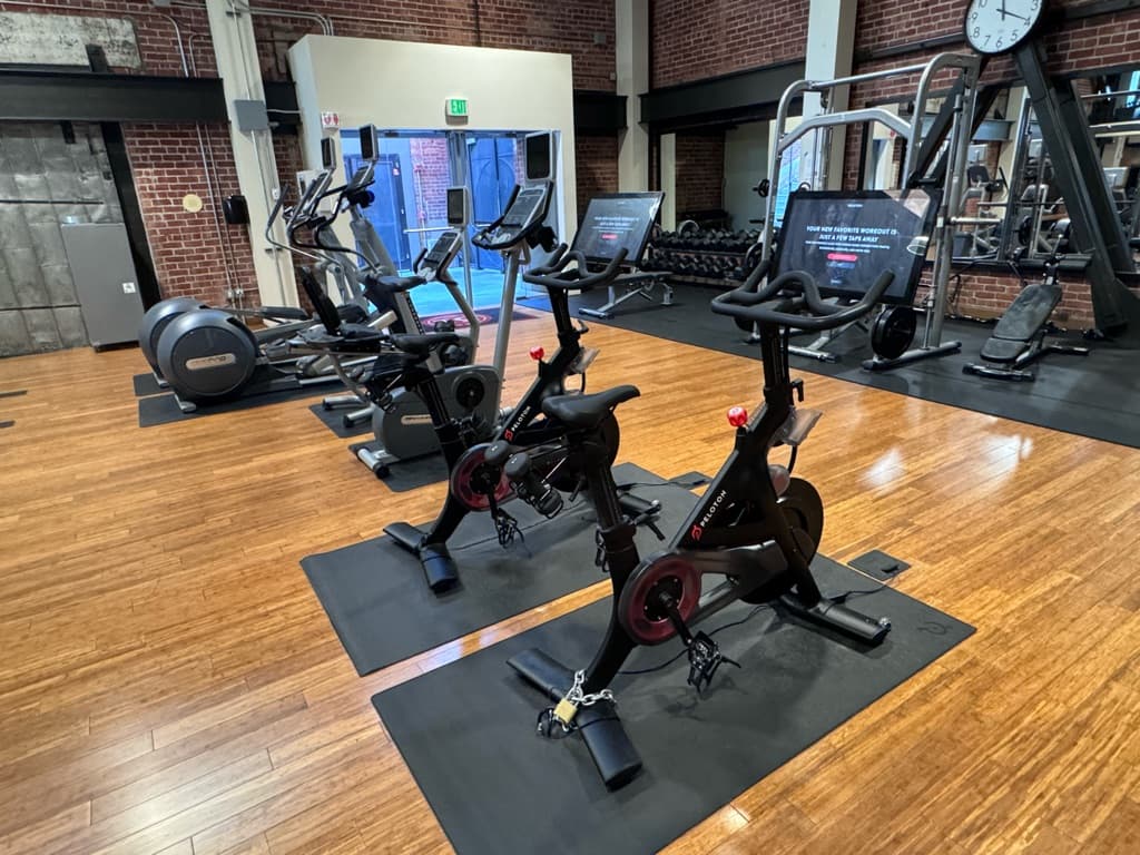 A photo of the Peloton bikes at Plant 51